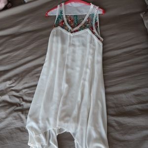 Cream Sundress with Floral Embroidered Bodice